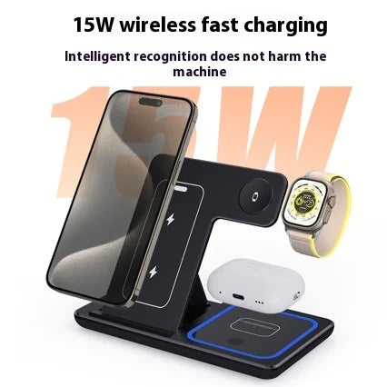 3 In 1 LED Fast Wireless Charger Stand Foldable