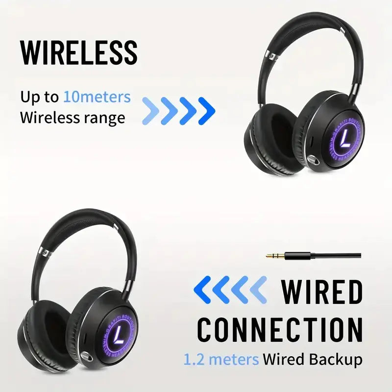 Wireless Over-Ear Bluetooth Headphones with RGB Lights